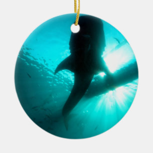 Ornement Rond En Céramique silhouette de requin-baleine