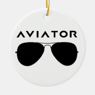 Ornement Rond En Céramique Silhouette des lunettes d'avion