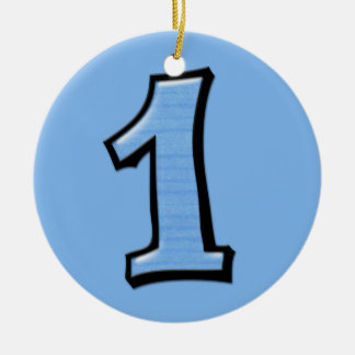 Ornement Rond En Céramique Silly Number 3 blue Orament