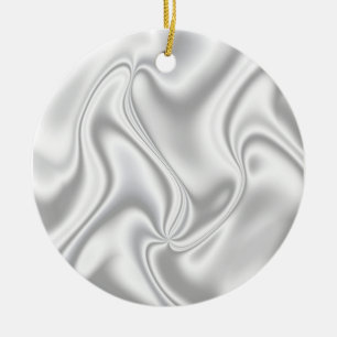 Ornement Rond En Céramique Silver Satin
