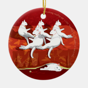 Ornement Rond En Céramique Six Chats pondent... Arbre de Noël