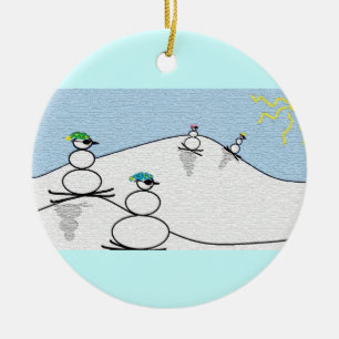 Ornement Rond En Céramique Ski de Snowpeople