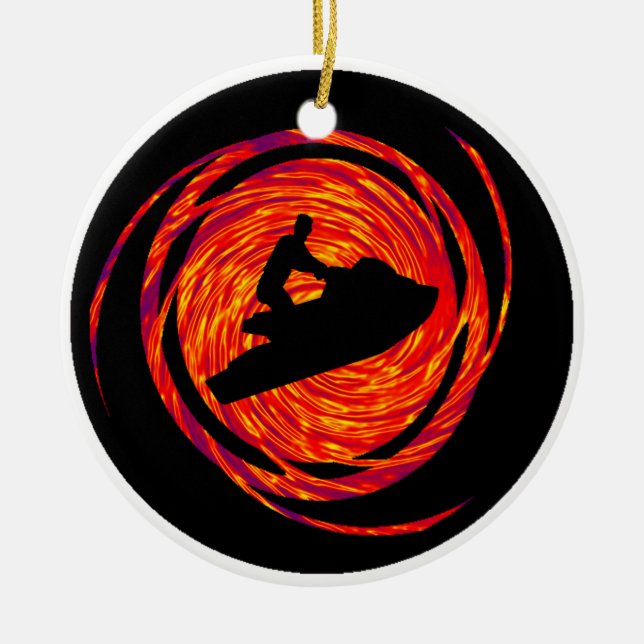 ORNEMENT ROND EN CÉRAMIQUE SKI STYLEEEE DE JET (Devant)