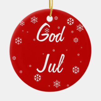 Ornement Rond En Céramique Snowflakes de God Jul
