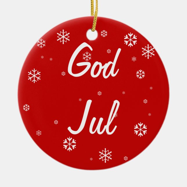 Ornement Rond En Céramique Snowflakes de God Jul (Devant)