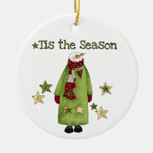Ornement Rond En Céramique Snowman Tis the Season Ornament