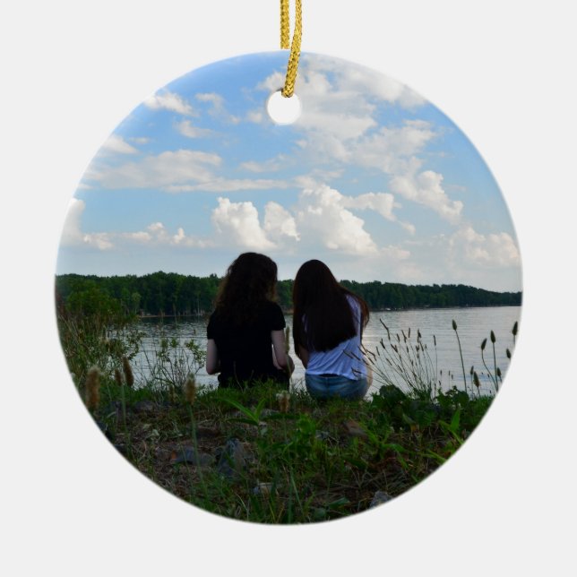 Ornement Rond En Céramique Soeurs/famille (Devant)