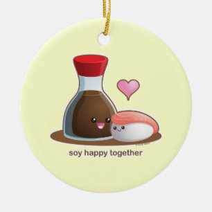 Ornement Rond En Céramique Soja heureux