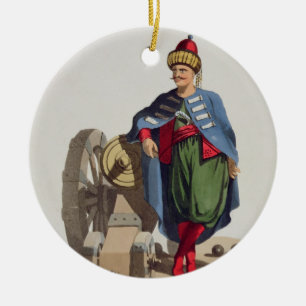 Ornement Rond En Céramique Soldat turc, des 'costumes du divers national