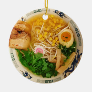 Ornement Rond En Céramique Soupe de nouilles de Ramen de porc