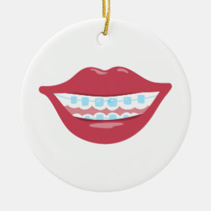 Ornement Rond En Céramique Sourire de croisillons