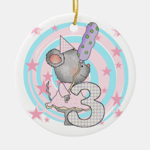 Ornement Rond En Céramique Souris 3e anniversaire T-shirts et cadeaux