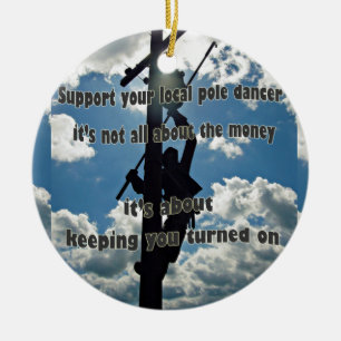 Ornement Rond En Céramique Soutenez votre Lineman