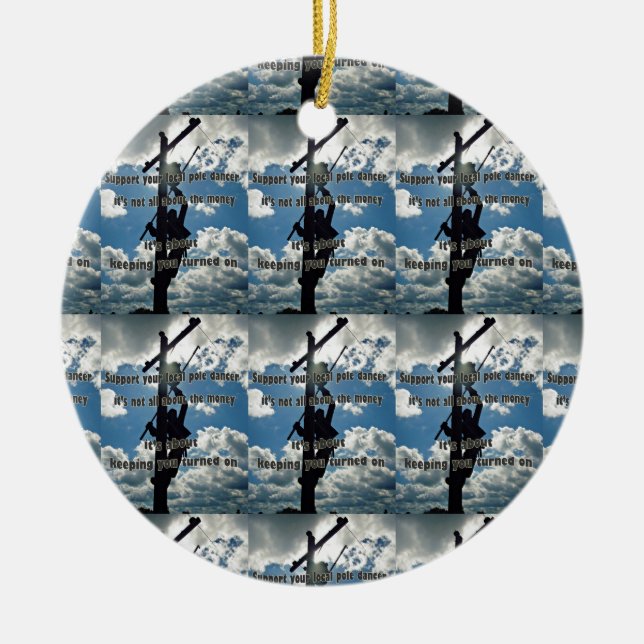 Ornement Rond En Céramique Soutenez votre Lineman (Devant)