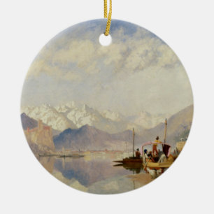 Ornement Rond En Céramique Souvenirs du Lago Maggiore, jour du marché à