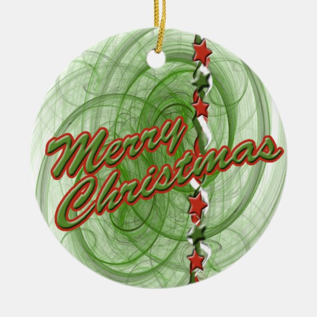 Ornement Rond En Céramique Spirales et étoiles de Noël (Devant)