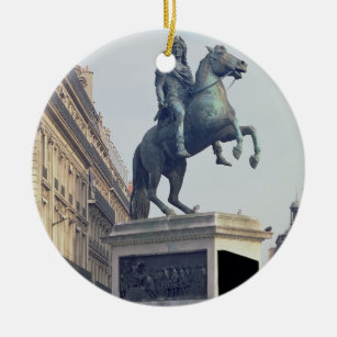 Ornement Rond En Céramique Statue équestre du Roi Louis XIV (1816-22) (bro