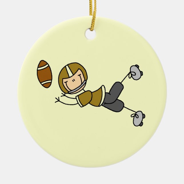 Ornement Rond En Céramique Stick Figure Football Gold (Devant)
