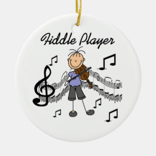 Ornement Rond En Céramique Stick Figure Girl Joueur Fiddle Tshirts et cadeaux