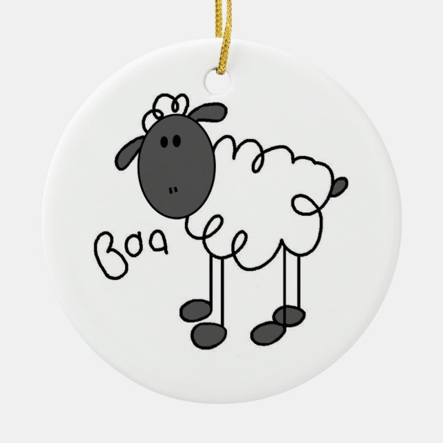 Ornement Rond En Céramique Stick Figure Sheep T-shirts et cadeaux (Devant)