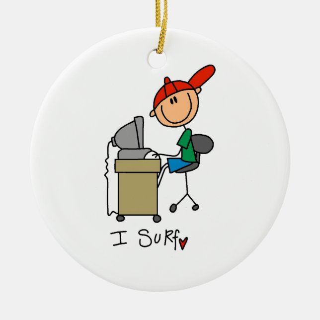 Ornement Rond En Céramique Stick mâle - Figure Web Surfer (Devant)