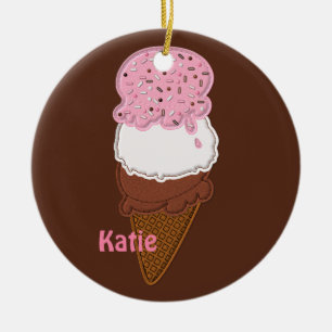 Ornement Rond En Céramique Stitched-Neapolitan-Ice-Cream-Cones-2-ROUND ORNIE