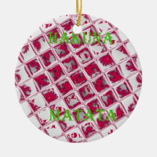 Ornement Rond En Céramique Style Red Hakuna Matata