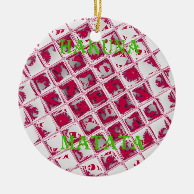 Ornement Rond En Céramique Style Red Hakuna Matata (Devant)