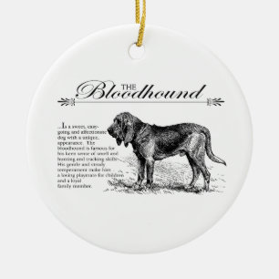 Ornement Rond En Céramique Style Vintage Storybook Bloodhound