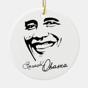 ORNEMENT ROND EN CÉRAMIQUE SUCCÈS AVEC OBAMA - .PNG
