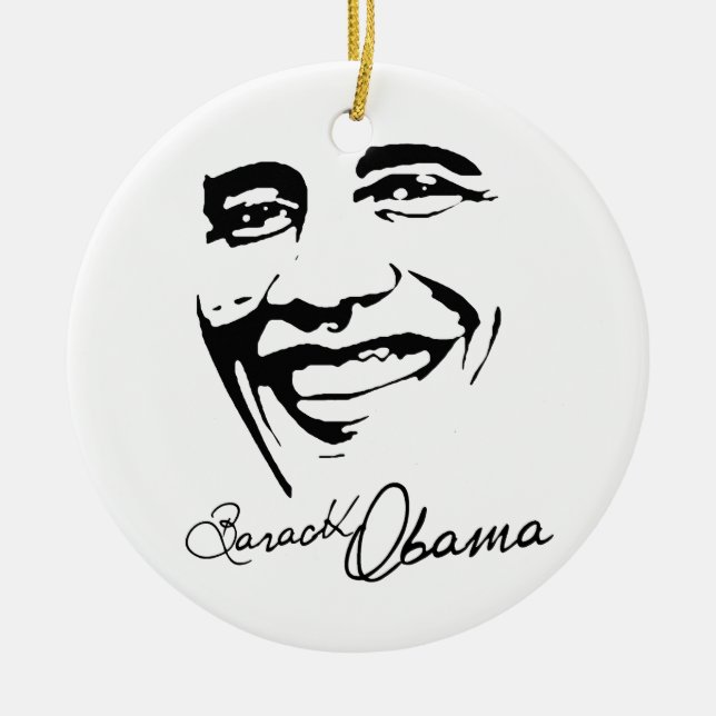 ORNEMENT ROND EN CÉRAMIQUE SUCCÈS AVEC OBAMA - .PNG (Devant)