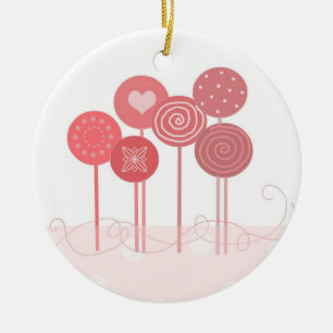 Ornement Rond En Céramique Sucettes roses