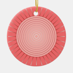 Ornement Rond En Céramique Sunburst géométrique moderne - Coral profond rose