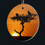 Ornement Rond En Céramique Sunrise at the Masai Mara, Kenya<br><div class="desc">Lever du soleil typique au Kenya. Les images montrent deux vautours sur une acacia parapluie. Image © Angelika Stern</div>