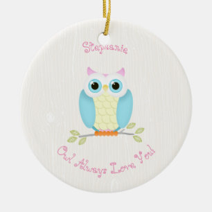 Ornement Rond En Céramique Sweet Owl Anniversaire