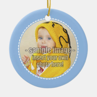 Ornement Rond En Céramique SweetBabyCarottes BabyFirst Christmas Blue