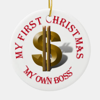 Ornement Rond En Céramique SYMBOLE BOSS Gold Dollar de Noël