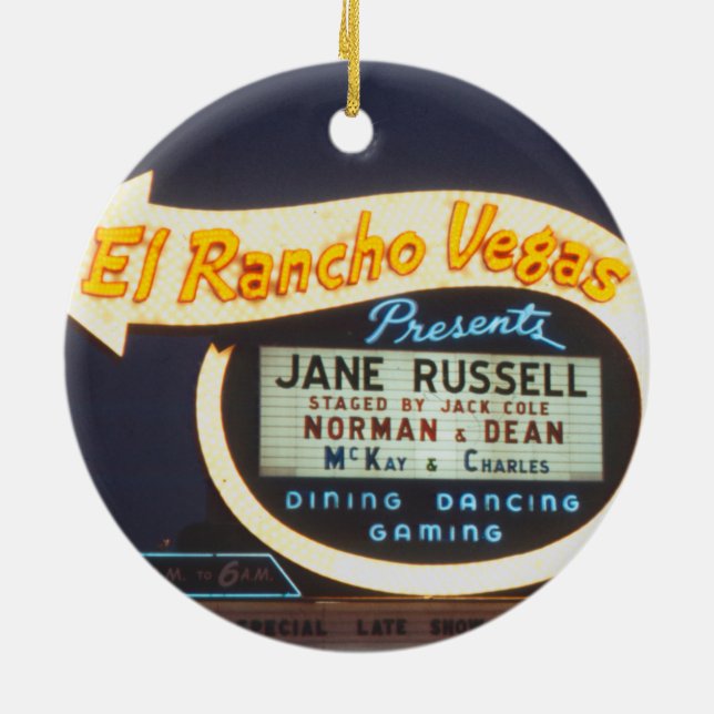 Ornement Rond En Céramique SYMBOLE El Rancho Vegas Neon 1959 Las Vegas Casino (Dos)