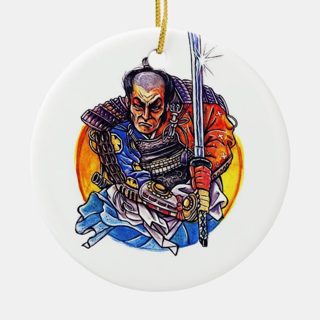 Ornement Rond En Céramique Symbole frais Katana samouraï japonais de tatouage (Devant)