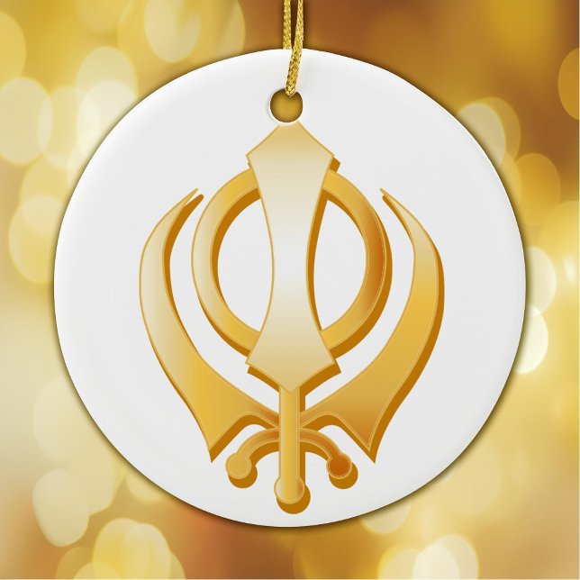 Ornement Rond En Céramique Symbole sikh (Golden Khanda, faith symbol of the Sikh religion. Peace.)