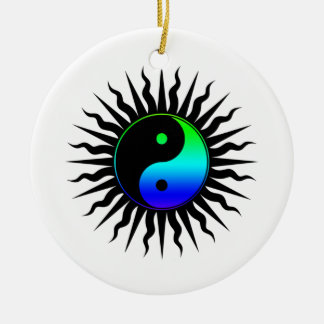 Ornement Rond En Céramique Symbole Yin Yang