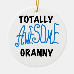 Ornement Rond En Céramique T-shirts bleus et cadeaux de mamie totalement