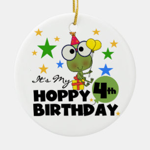Ornement Rond En Céramique T-shirts et cadeaux 4th Birthday Frog Hoppy