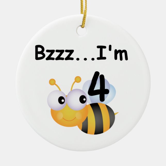 Ornement Rond En Céramique T-shirts et cadeaux Buzz Bumblebee 4e anniversaire (Devant)