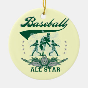 Ornement Rond En Céramique T-shirts et cadeaux verts d'All Star de base-ball