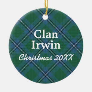 Ornement Rond En Céramique Tartan d'écossais d'Irwin de clan