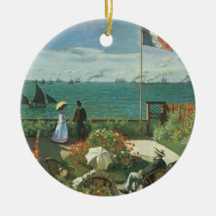 Ornement Rond En Céramique Terrasse au bord de la mer de Claude Monet