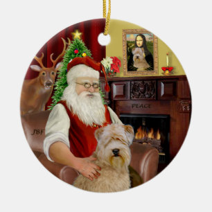 Ornement Rond En Céramique Terrier de Wheaten de Santa