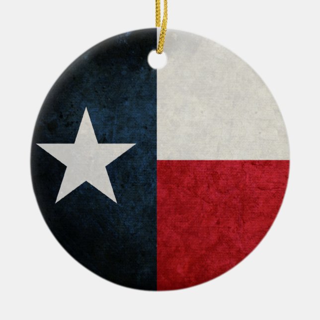 Ornement Rond En Céramique Texas Flag ; Texan ; (Devant)