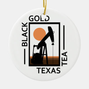 Ornement Rond En Céramique Thé noir du Texas d'or